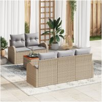 Trädgårdsoffasett 6 pcs Beige, ljusgrå vidaXL