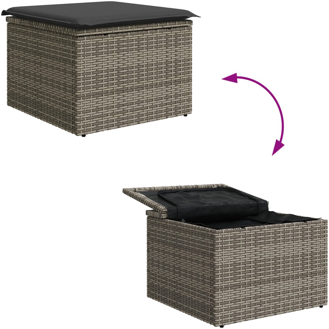 Trädgårdsoffasett 6 pcs Grå Polyrattan, Stål, Polyester vidaXL Medium – bild 11