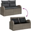 Trädgårdsoffasett 6 pcs Grå Polyrattan, Stål, Polyester vidaXL Medium – miniatyr 12