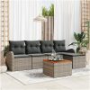 Trädgårdsoffasett 6 pcs Grå Polyrattan, Stål, Polyester vidaXL Medium – miniatyr 1