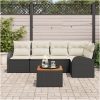 Trädgårdsoffasett 6 pcs Svart, vit Rattan och polyester vidaXL Stor – miniatyr 3