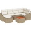Trädgårdsoffasett 7 pcs Beige, vit vidaXL 55 x 55 x 37 cm – miniatyr 2