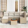 Trädgårdsoffasett 7 pcs Beige, vit vidaXL 55 x 55 x 37 cm – miniatyr 3