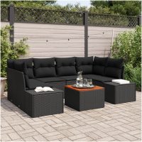 Trädgårdsoffasett 7 pcs Svart vidaXL