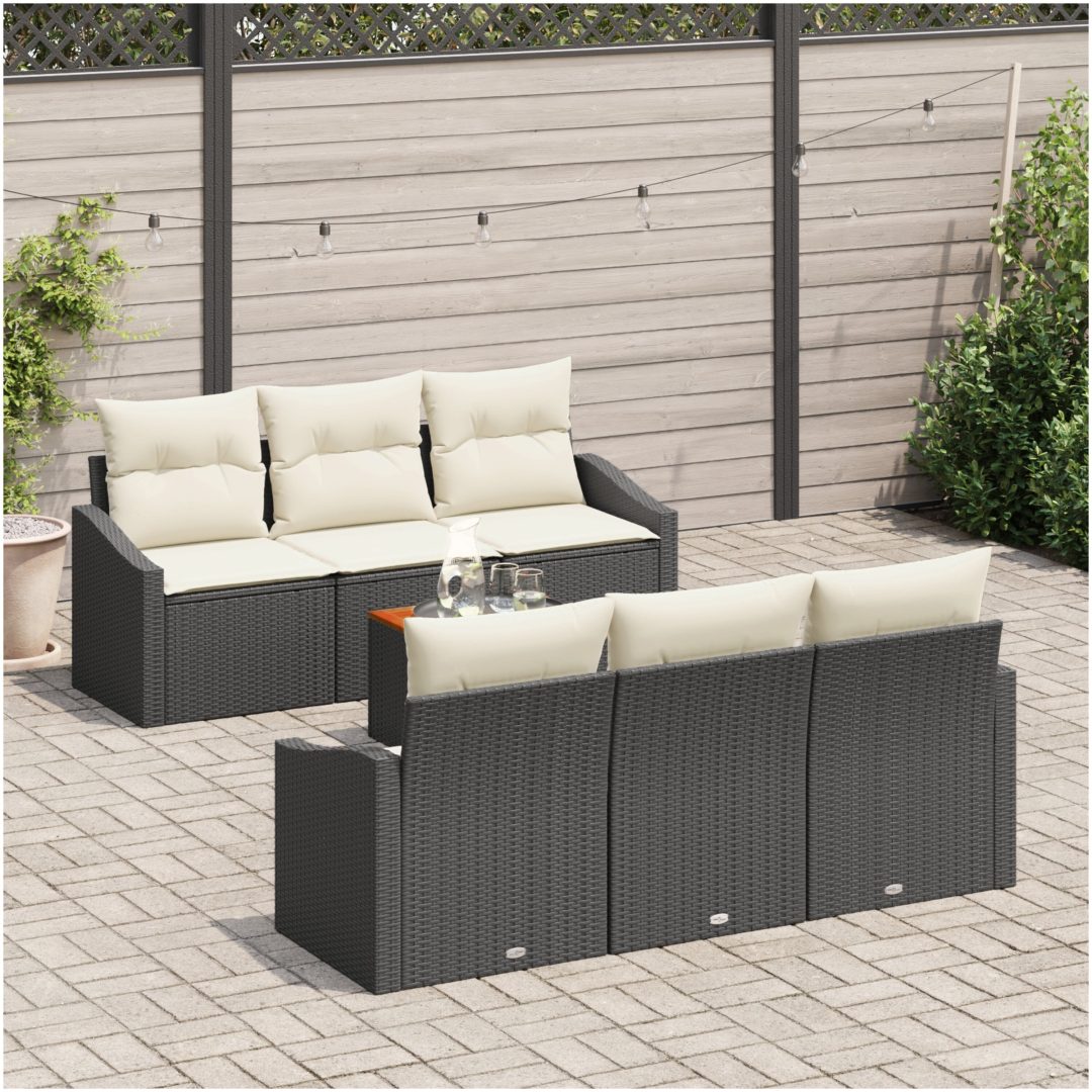 Trädgårdsoffasett 7 pcs Svart, vit vidaXL 55 x 55 x 37 cm – bild 3