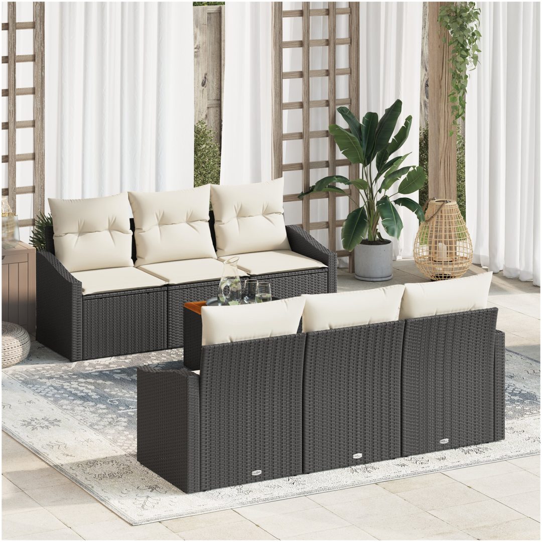 Trädgårdsoffasett 7 pcs Svart, vit vidaXL 55 x 55 x 37 cm