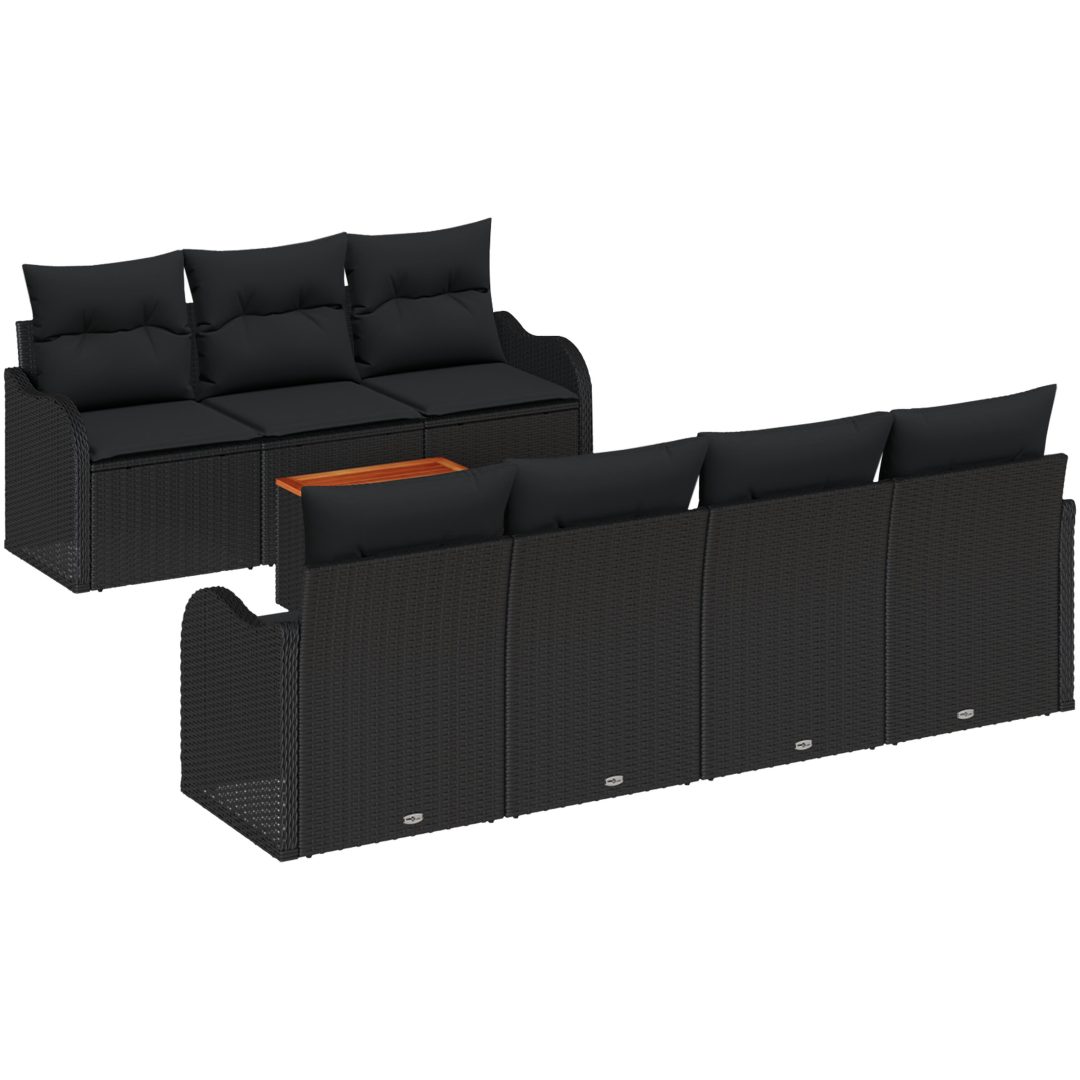 Trädgårdsoffasett 8 pcs Svart Rattans, polyester vidaXL 4 - Sits – bild 2