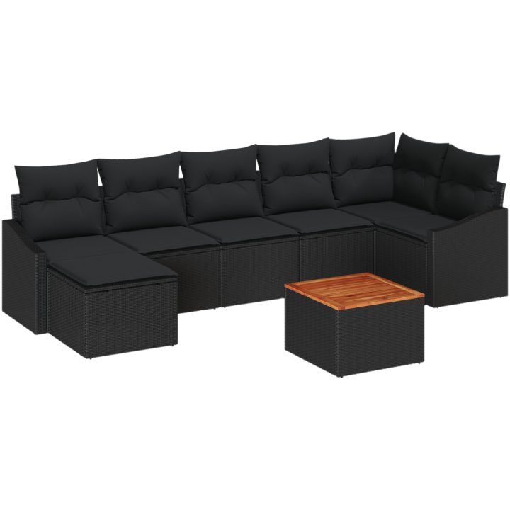 Trädgårdsoffasett 8 pcs Svart vidaXL 55 x 55 x 37 cm – bild 2