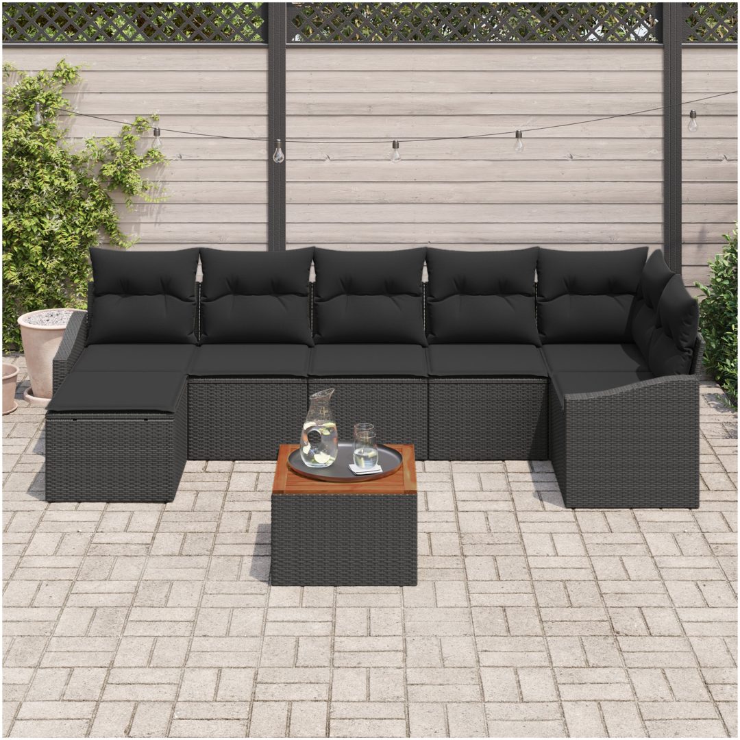 Trädgårdsoffasett 8 pcs Svart vidaXL 55 x 55 x 37 cm – bild 3