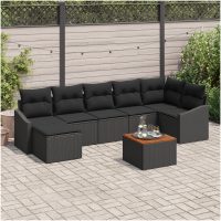 Trädgårdsoffasett 8 pcs Svart vidaXL
