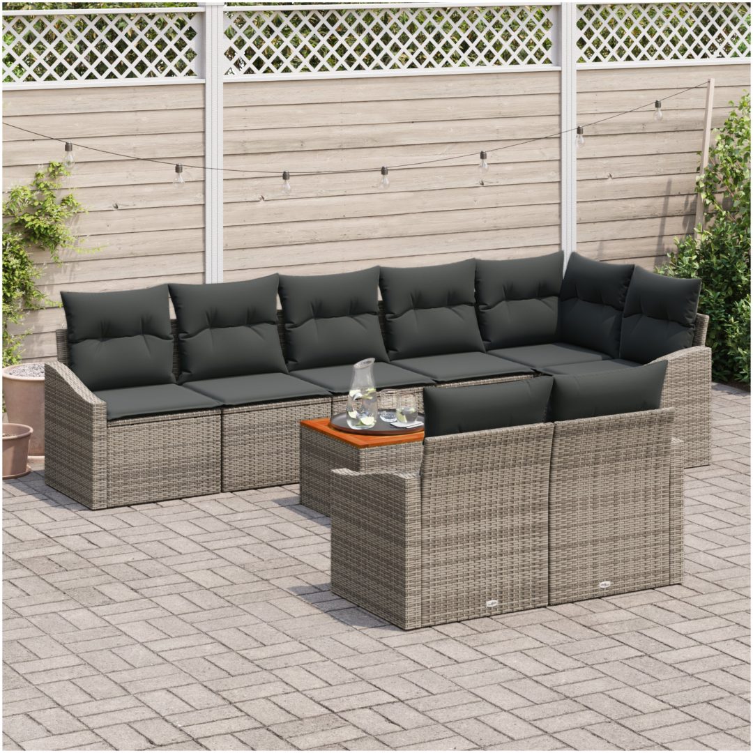 Trädgårdsoffasett 9 pcs Grå Rotting vidaXL 55 x 55 x 37 cm – bild 3