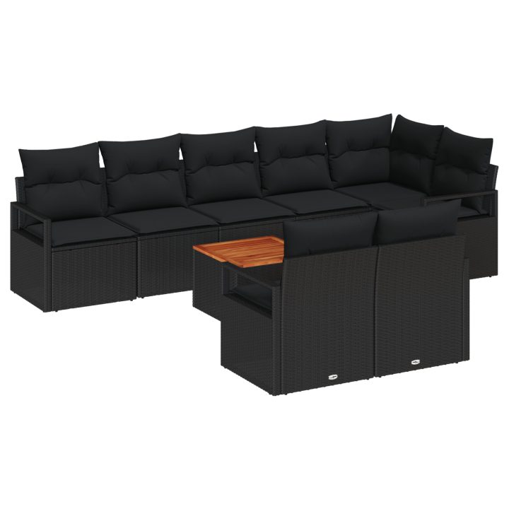 Trädgårdsoffasett svart 9 pcs Svart vidaXL Stor – bild 2