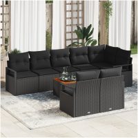 Trädgårdsoffasett svart 9 pcs Svart vidaXL