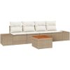 Trädgårdsoffgrupp 5 pcs Beige, vit Konstrotting vidaXL 55 x 55 x 37 cm – miniatyr 2