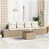 Trädgårdsoffgrupp 5 pcs Beige, vit Konstrotting vidaXL 55 x 55 x 37 cm – miniatyr 1