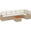 Trädgårdsoffgrupp 7 pcs Beige, vit Rattan, metall vidaXL Stor – miniatyr 2