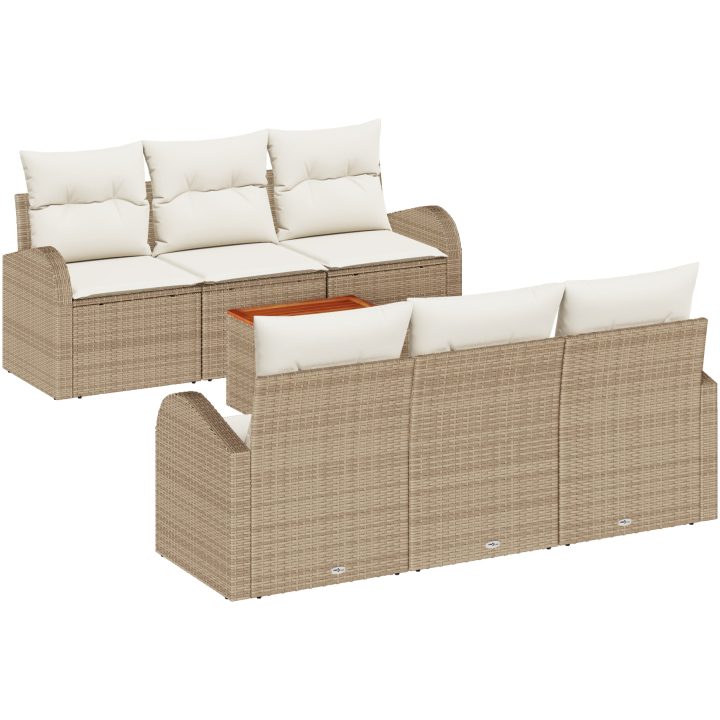 Trädgårdsoffgrupp 7 pcs Beige, vit Rattan och polyester vidaXL Medel – bild 2