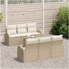 Trädgårdsoffgrupp 7 pcs Beige, vit Rattan och polyester vidaXL Medel – miniatyr 3