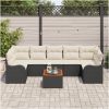 Trädgårdsoffgrupp 8 pcs Svart, vit Poly Rattan, polyester vidaXL Stor – miniatyr 3