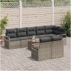 Trädgårdsoffgrupp 9 pcs Grå Rotting & Stål & Polyester vidaXL Stor – miniatyr 3