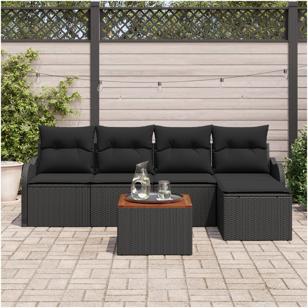 Trädgårdsoffor-set 6 pcs Svart vidaXL Femdelat set