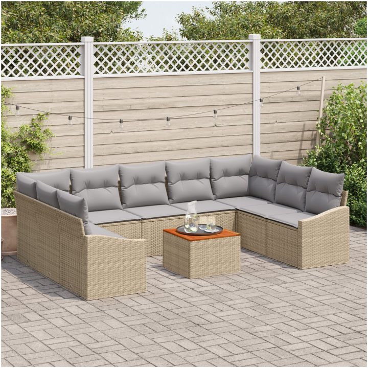 Trädgårdsoffset 10 pcs Beige, ljusgrå vidaXL 55 x 55 x 37 cm – bild 3