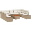 Trädgårdsoffset 10 pcs Beige och vit Rattan med polyesterkuddar vidaXL 55 x 55 x 37 cm – miniatyr 2