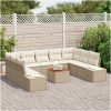 Trädgårdsoffset 10 pcs Beige och vit Rattan med polyesterkuddar vidaXL 55 x 55 x 37 cm – miniatyr 3