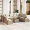 Trädgårdsoffset 10 pcs Beige och vit Rattan med polyesterkuddar vidaXL 55 x 55 x 37 cm – miniatyr 1