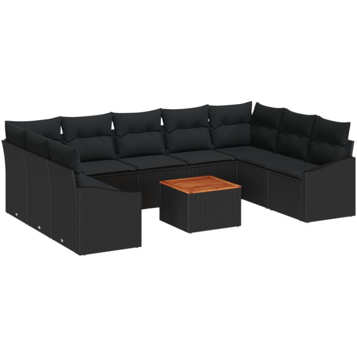Trädgårdsoffset 10 pcs Svart Konstrotting vidaXL 55 x 55 x 37 cm – bild 2