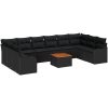 Trädgårdsoffset 10 pcs Svart Rattan, Polyester, Stål vidaXL Stor – miniatyr 2