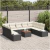 Trädgårdsoffset 10 pcs Svart, vit Rattan, polyester vidaXL 55 x 55 x 37 cm – miniatyr 3