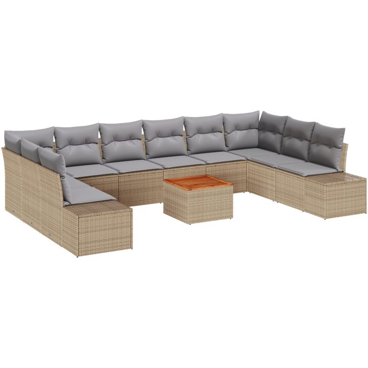 Trädgårdsoffset 11 pcs Beige, ljusgrå vidaXL 55 x 55 x 37 cm – bild 2