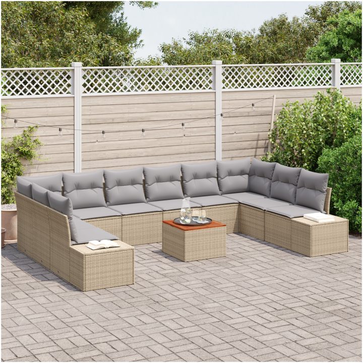 Trädgårdsoffset 11 pcs Beige, ljusgrå vidaXL 55 x 55 x 37 cm – bild 3