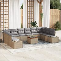 Trädgårdsoffset 11 pcs Beige, ljusgrå vidaXL