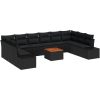 Trädgårdsoffset 11 pcs Svart Rattanfiber, Polyester tyg vidaXL 55 x 55 x 37 cm – miniatyr 2