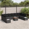Trädgårdsoffset 11 pcs Svart Rattanfiber, Polyester tyg vidaXL 55 x 55 x 37 cm – miniatyr 3