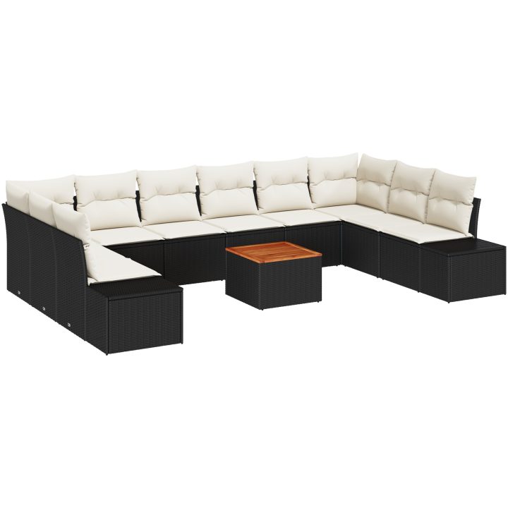 Trädgårdsoffset 11 pcs Svart, vit vidaXL 55 x 55 x 37 cm – bild 2