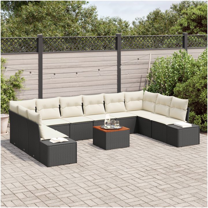 Trädgårdsoffset 11 pcs Svart, vit vidaXL 55 x 55 x 37 cm – bild 3
