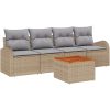 Trädgårdsoffset 5 pcs Beige, ljusgrå Rattan, trä vidaXL Stor – miniatyr 2