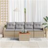 Trädgårdsoffset 5 pcs Beige, ljusgrå Rattan, trä vidaXL Stor – miniatyr 3