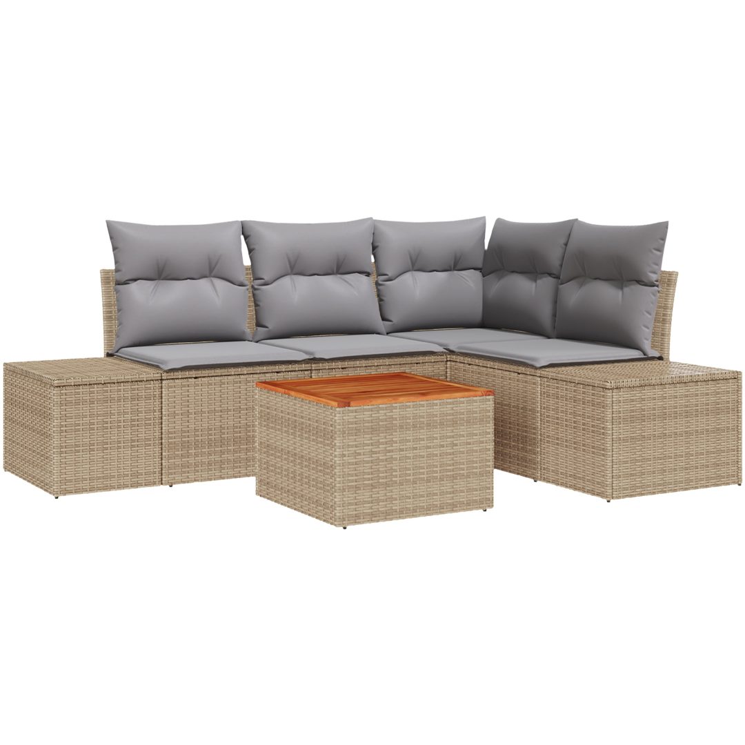 Trädgårdsoffset 5 pcs Beige, ljusgrå vidaXL 55 x 55 x 37 cm – bild 2