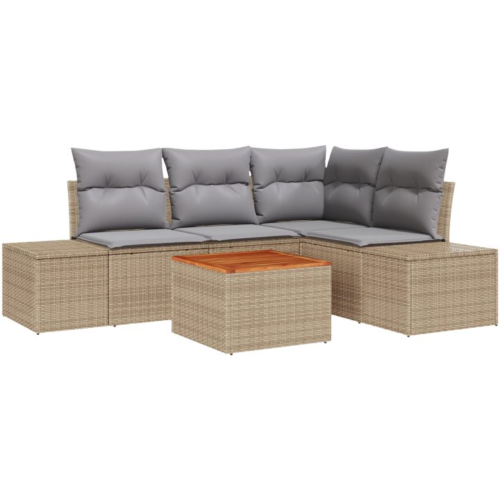 Trädgårdsoffset 5 pcs Beige, ljusgrå vidaXL 55 x 55 x 37 cm – bild 2