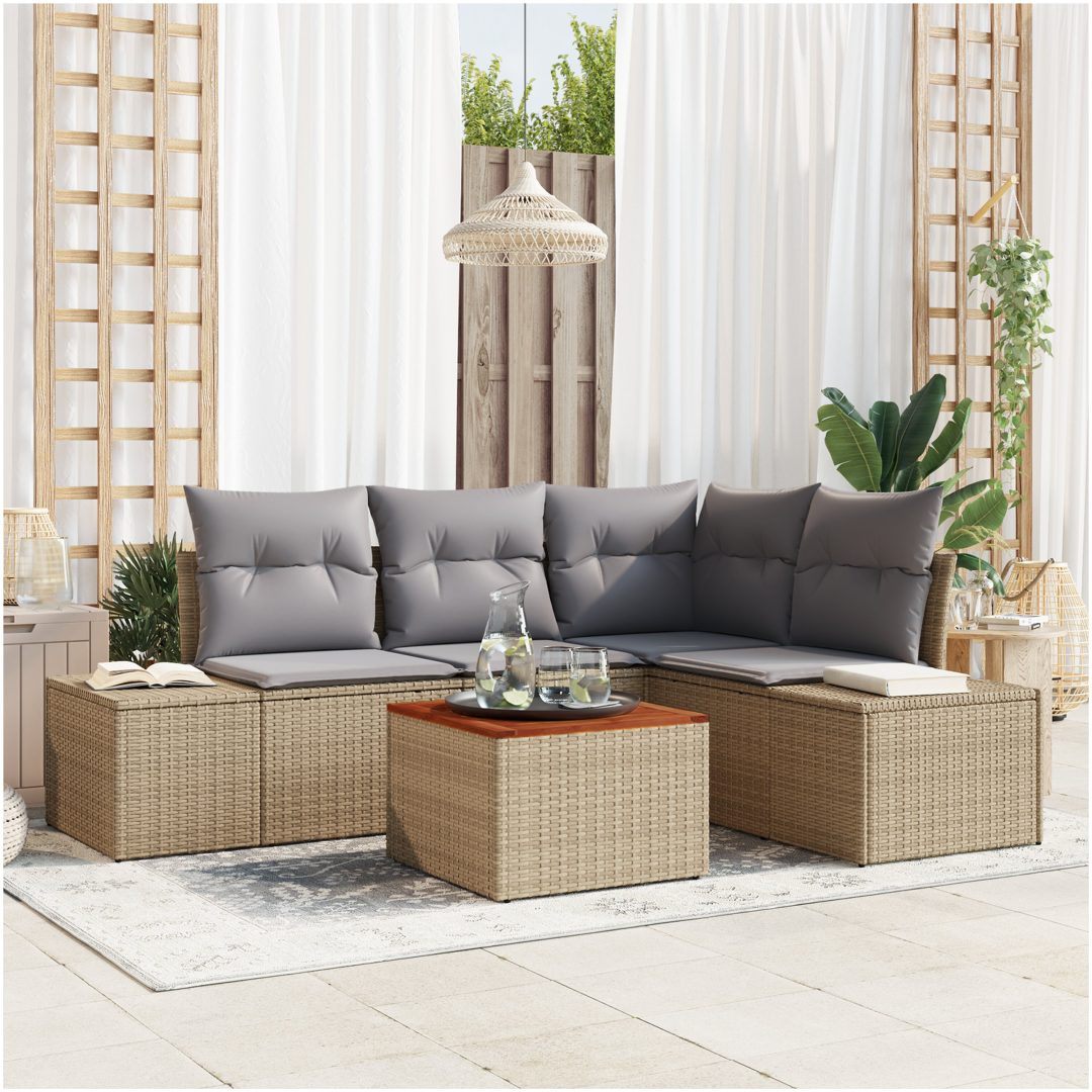 Trädgårdsoffset 5 pcs Beige, ljusgrå vidaXL 55 x 55 x 37 cm