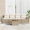 Trädgårdsoffset 5 pcs Beige, vit Poly rattan, trä vidaXL Stor – miniatyr 3
