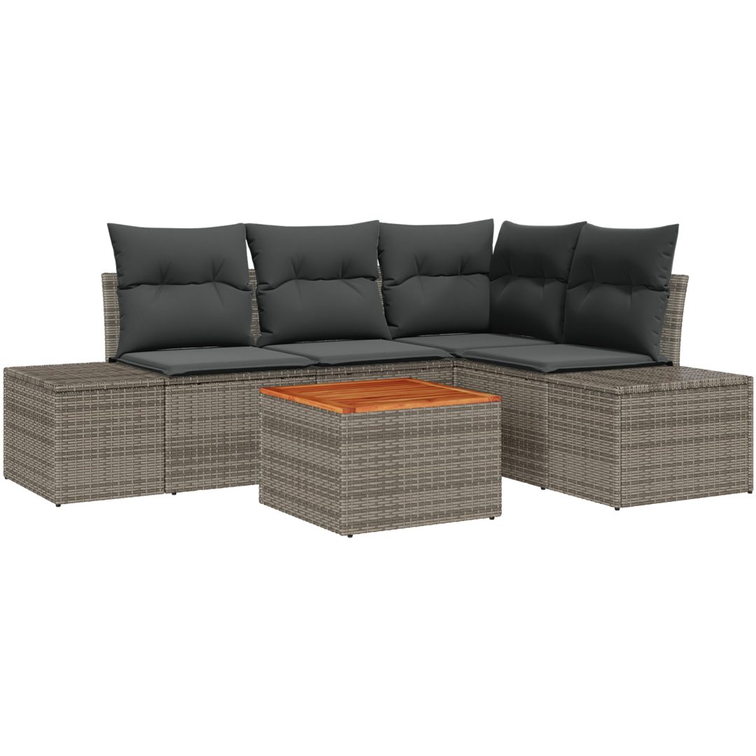 Trädgårdsoffset 5 pcs Grå Konstrotting & Stål vidaXL 55 x 55 x 37 cm – bild 2