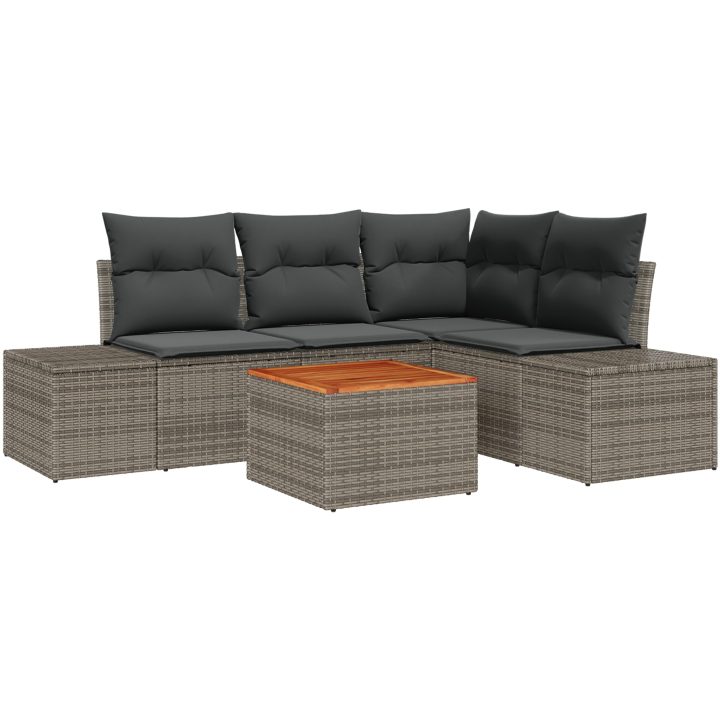 Trädgårdsoffset 5 pcs Grå Konstrotting & Stål vidaXL 55 x 55 x 37 cm – bild 2