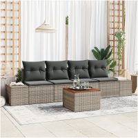 Trädgårdsoffset 5 pcs Grå Rotting & Stålram vidaXL