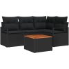 Trädgårdsoffset 5 pcs Svart Rattan, trä vidaXL Medium – miniatyr 2