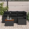 Trädgårdsoffset 5 pcs Svart Rattan, trä vidaXL Medium – miniatyr 3